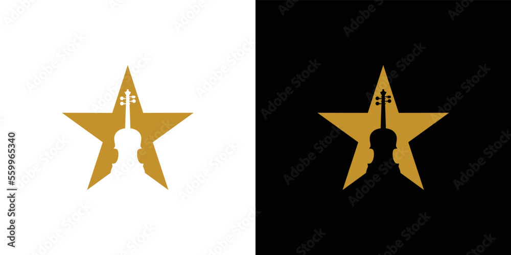 Simple and modern violin star logo design Simple and modern violin star logo design