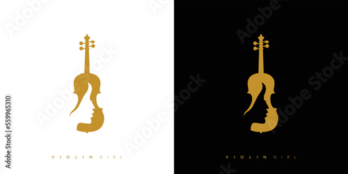 Luxury and unique violin girl logo design