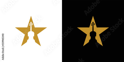 Simple and modern violin star logo design