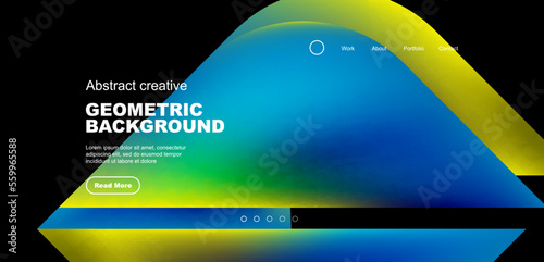 Geometric landing page background. Fluid colors and simple shapes abstract composition. Vector illustration for wallpaper, banner, background, leaflet, catalog, cover, flyer
