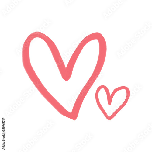 Red heart love doodle oil paint illustration for valentines card decorations 