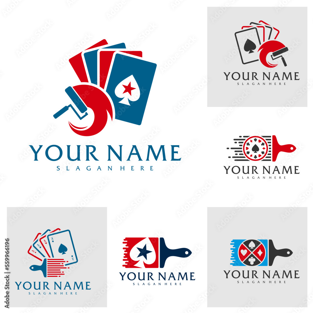 Set of Paint Poker logo vector template, Creative Poker logo design concepts