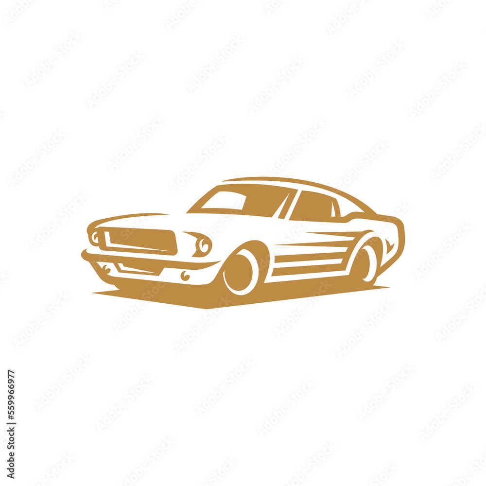 Fototapeta premium Classic muscle car line art. Vintage retro vehicle vector illustration