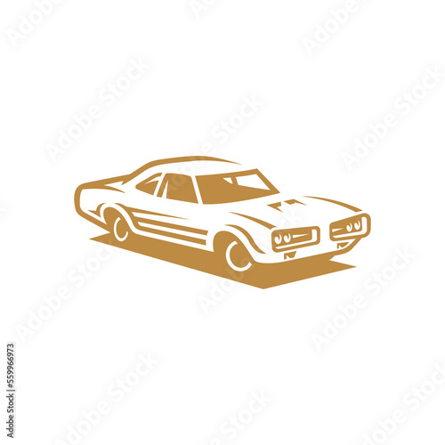 Classic muscle car line art. Vintage retro vehicle vector illustration