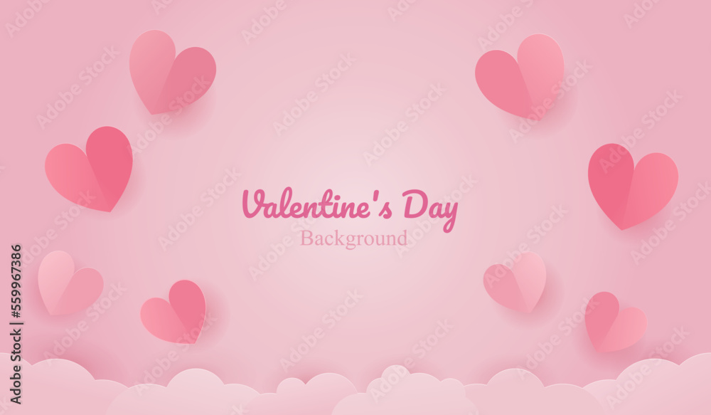concept of love valentine day with pink heart vector paper cut style background. Horizontal banner love valentine day with pink heart vector paper cut style background. pink, heart, paper