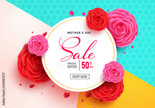 Mother's day sale vector banner design. Mother's day celebration shopping discount invitation  and flyers background. Vector Illustration. 
