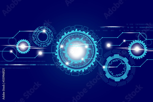 hologram background gears. Digital technology. Vector illustration.