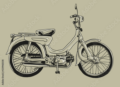 hand drawn motorcycle classic vector illustration clip art