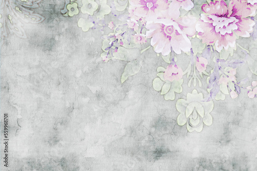 Fototapeta Naklejka Na Ścianę i Meble -  Beautiful abstract peony rose floral illustration