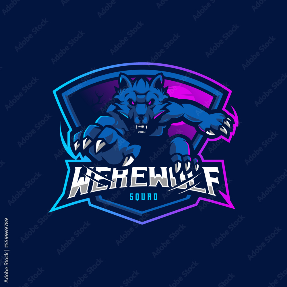 Werewolf esport gaming mascot logo design illustration vector for your team squad