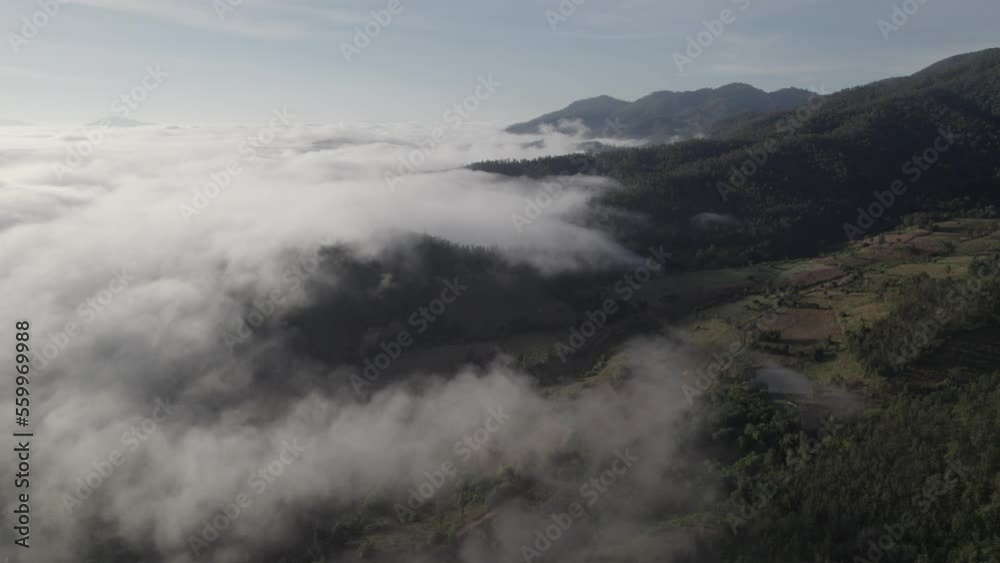 fog and mountains in the morning