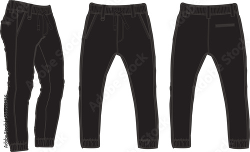 MEN AND BOYS BOTTOMS WEAR JOGGERS AND TROUSERS FRONT AND BACK VECTOR
