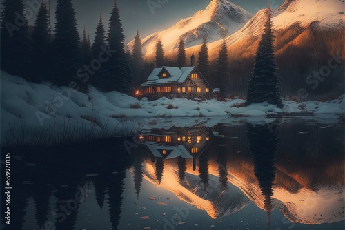 Frozen serenity: alpine peaks amidst misty cloud cover