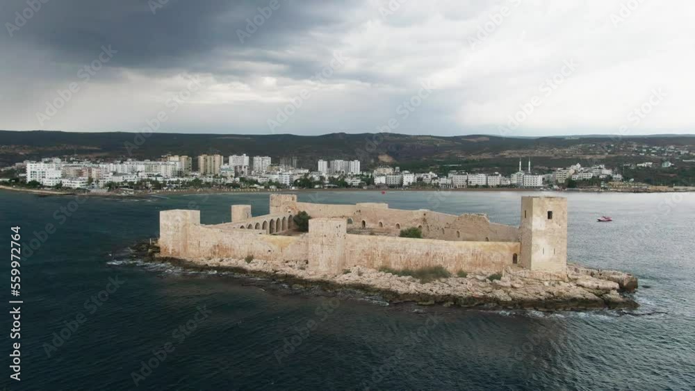 Maiden Castle View from a drone Mersin Turkey Silifke Erdemli Kizkalesi Maiden Castle View from a drone Mersin Turkey Silifke Erdemli Kizkalesi