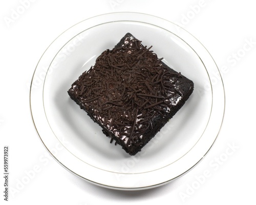 Black Forest cake on a white background
