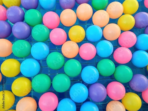 Close Up View of Assorted Color Plastic Balls  on the Pool