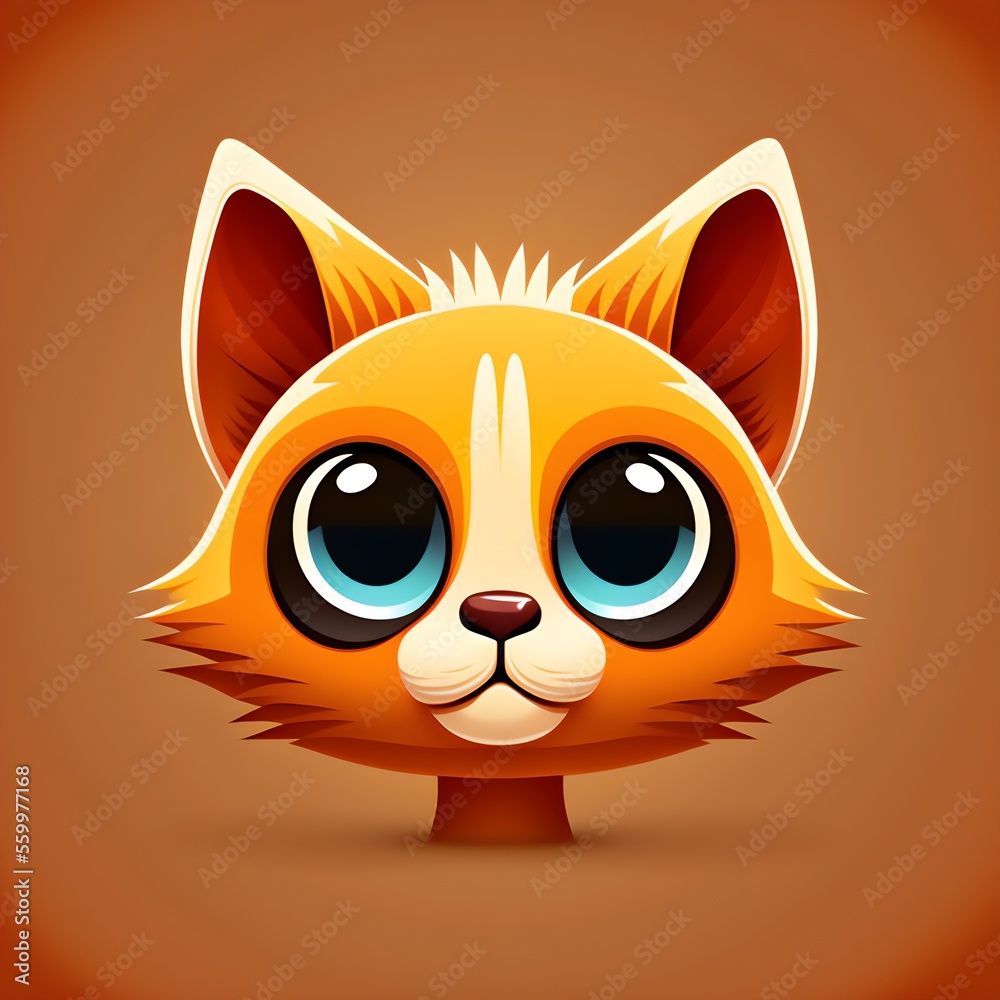 Fototapeta premium A Whimsical Flat Cat Icon Perfect for Adding Playful Character