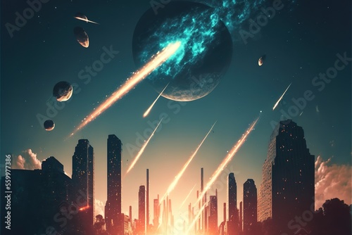 Meteor shower falls on the city