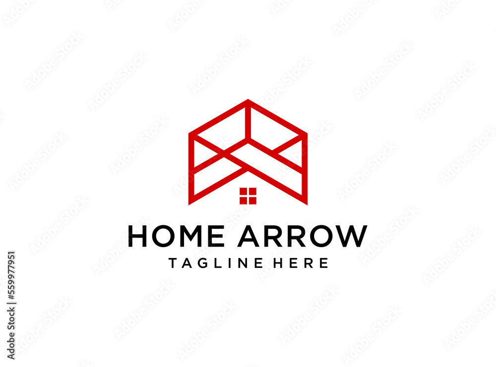 home arrow real estate logo design with line art style Stock Vector
