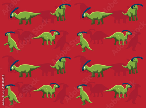Dinosaur Parasaurolophus Cartoon Character Seamless Wallpaper Background
