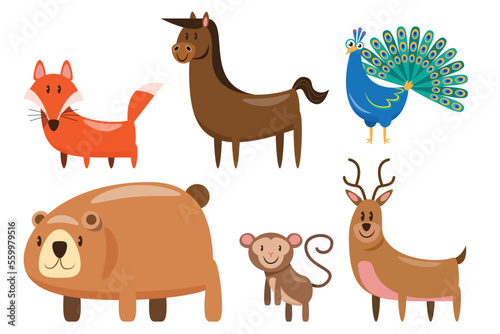 Fototapeta Naklejka Na Ścianę i Meble -  set of animals wildlife character vector illustration
