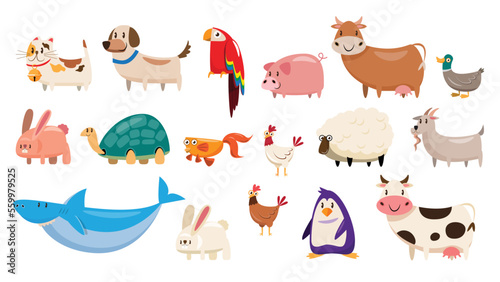 set of animals wildlife character vector illustration