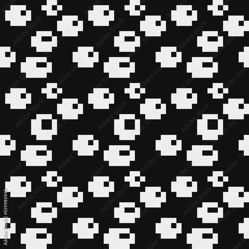Abstract seamless fashion trend pattern fabric textures, black and white pattern, pixel art vector monochrome illustration. Design for web and mobile app.