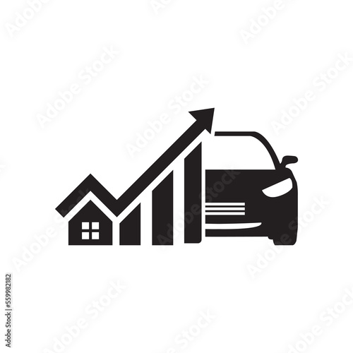 Car running costs icon. Cost of living. Price growth. Vector icon isolated on white background.