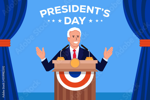 presidents day background illustration in flat design