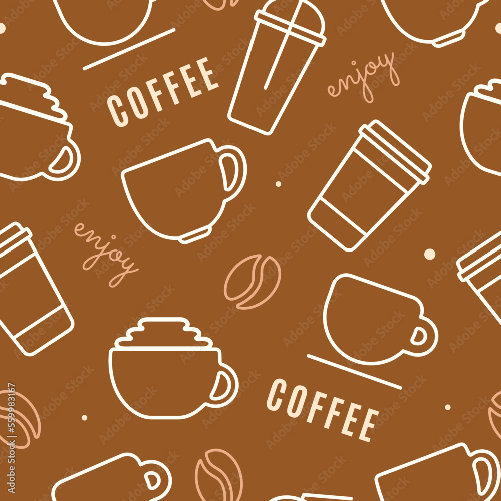 Seamless pattern with simple Icons of Coffee and Tea. Vector ...