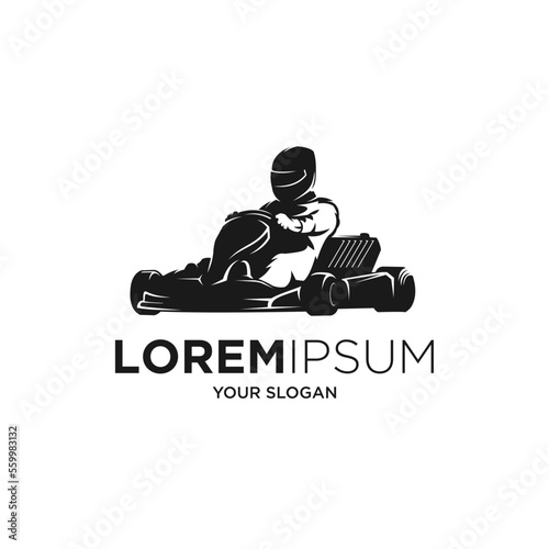 go kart silhouette logo vector