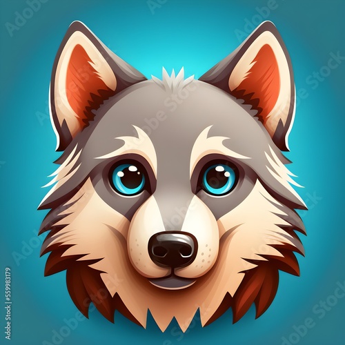 A beautiful flat wolf icon