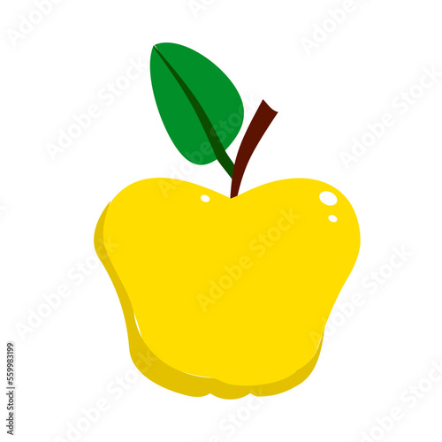 Yellow apple fruit vector illustration isolated on white background