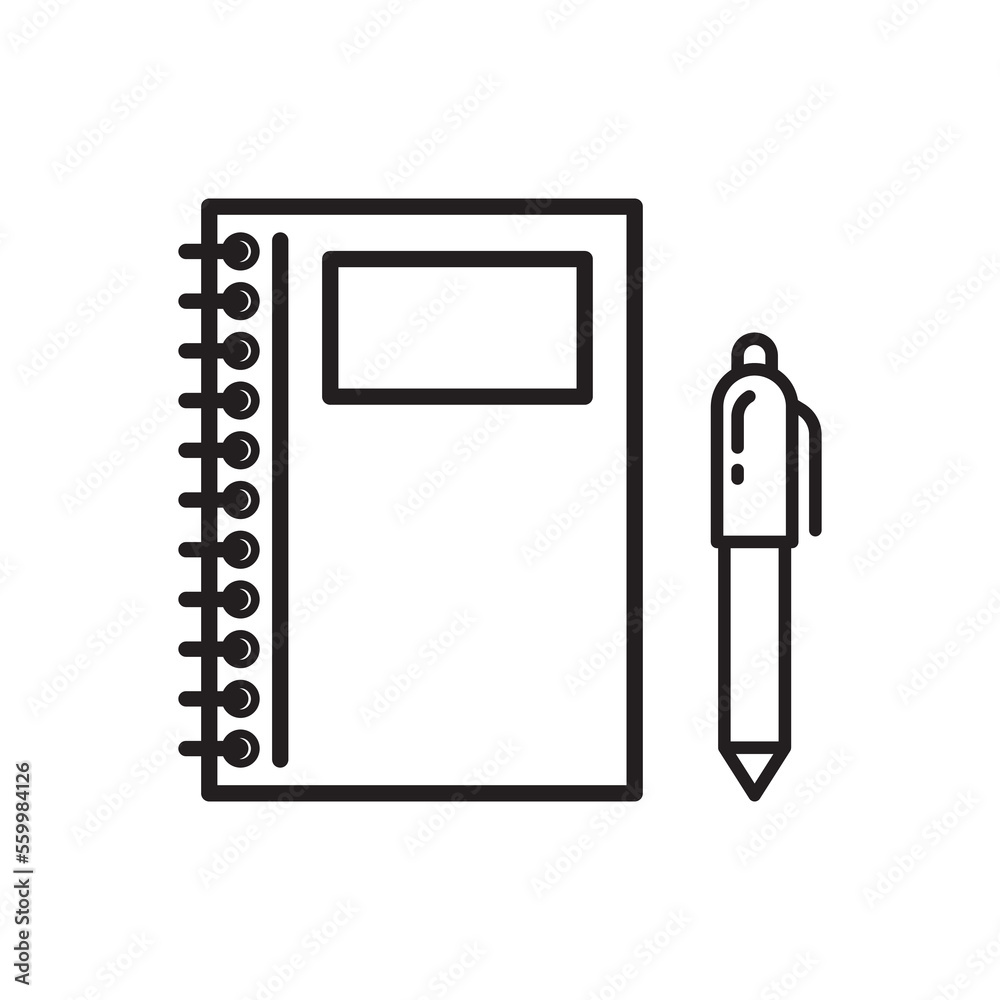 note book and ballpoint icon vector note book and ballpoint icon vector