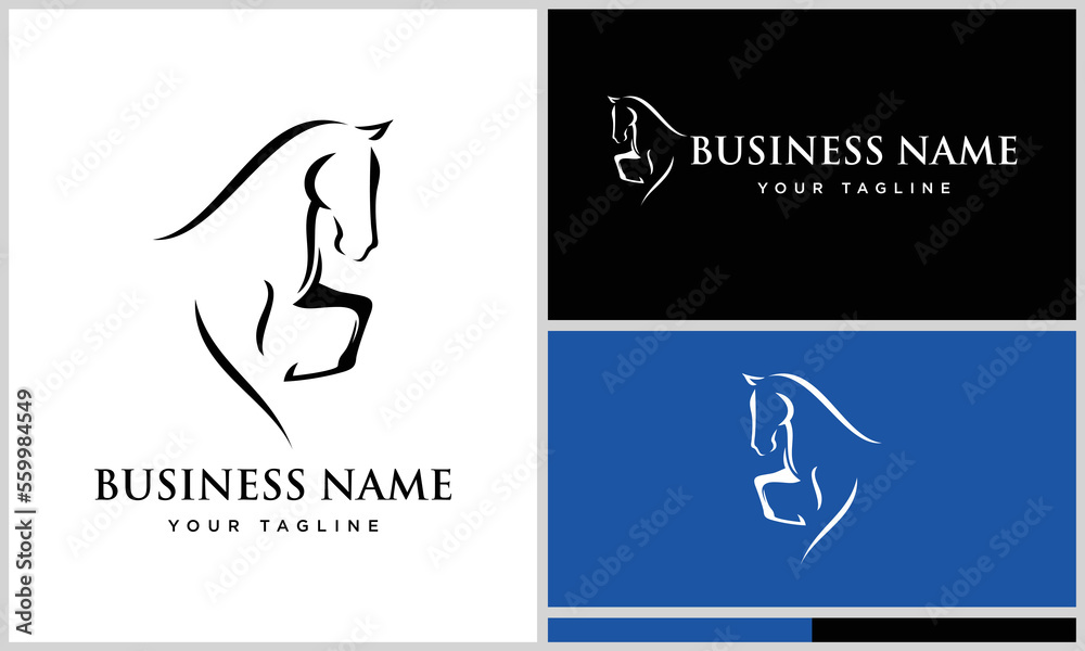 Vetor de line art head horse logo do Stock | Adobe Stock