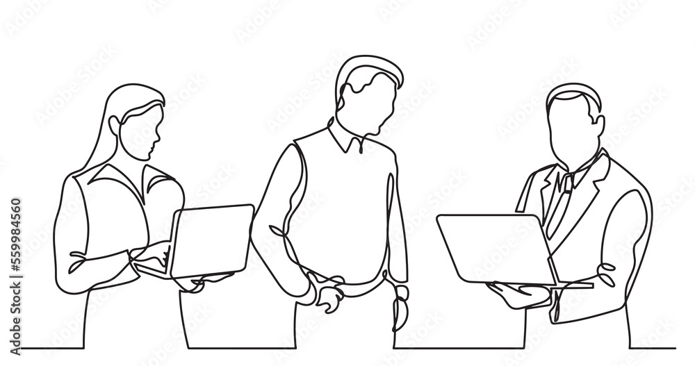 continuous line drawing of standing business people talking - PNG image with transparent background continuous line drawing of standing business people talking - PNG image with transparent background