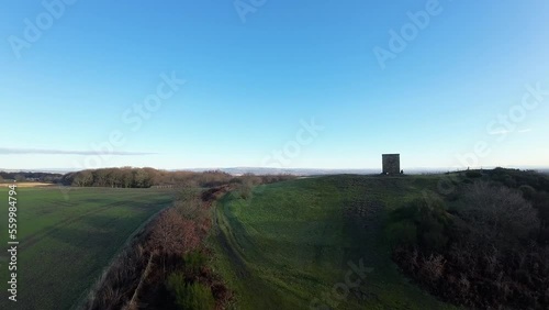 Wallpaper Mural FPV drone over telephone masts Billinge hill beacon autumn Lancashire woodland treetops Torontodigital.ca