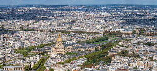Aerial view of Les Invalides Cathedral dome in Paris. France © Pawel Pajor