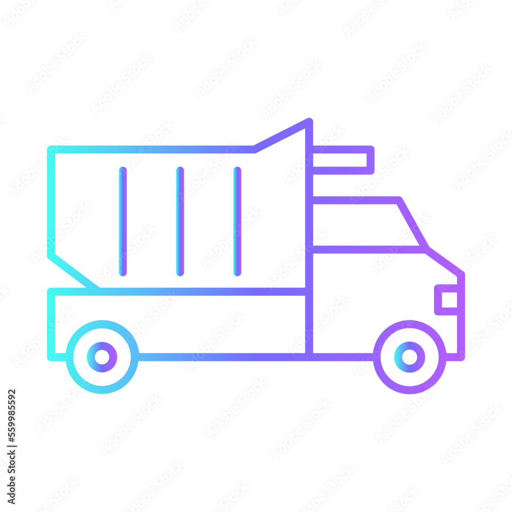 Truck Transportation Icons with purple blue outline style