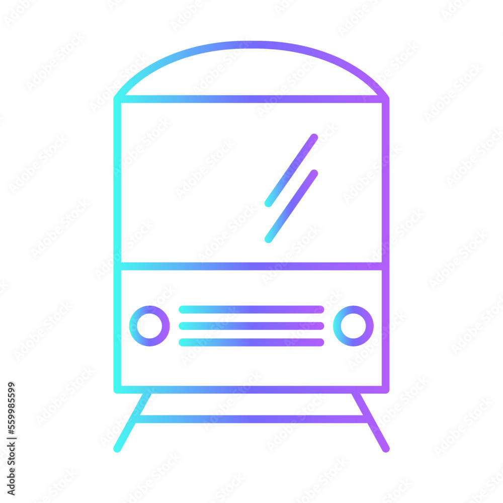 Train Transportation Icons with purple blue outline style Train Transportation Icons with purple blue outline style