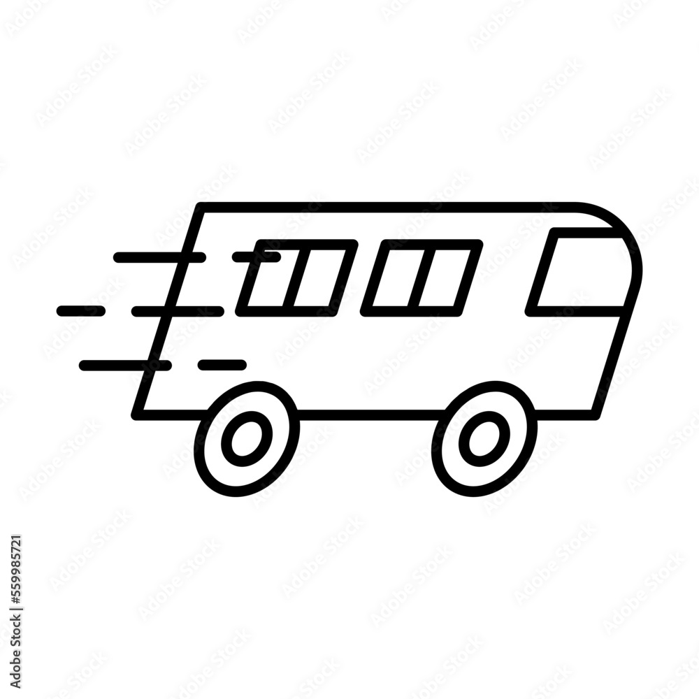 Bus Transportation Icons with black outline style
