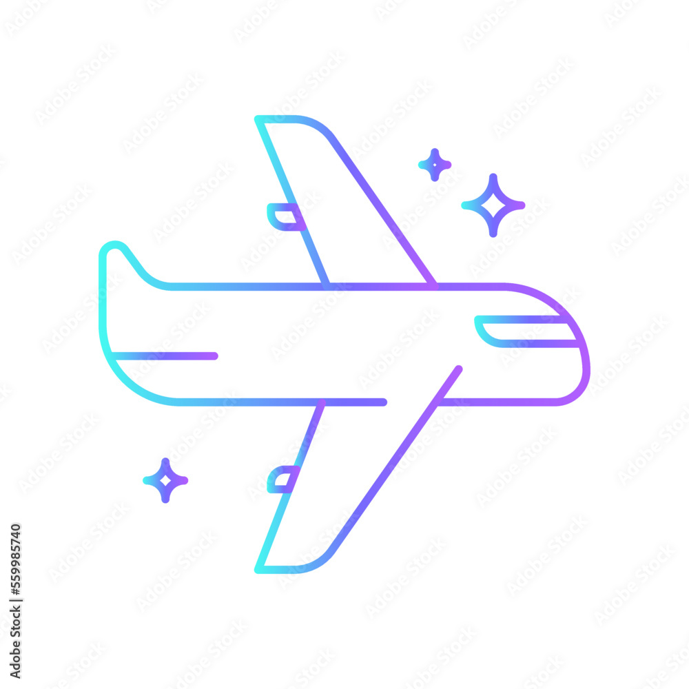Plane Transportation Icons with purple blue outline style