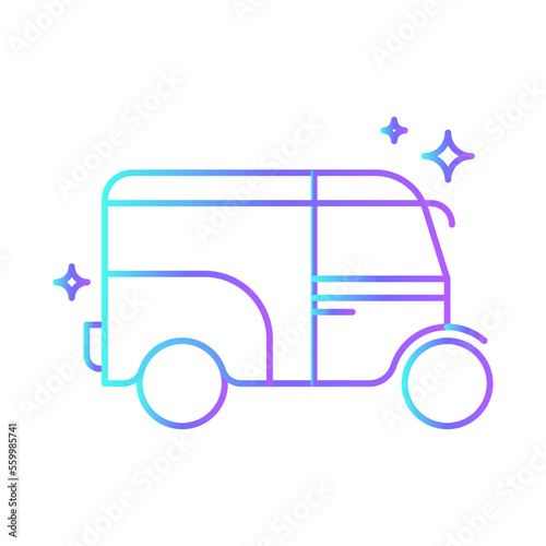 Tuk tuk Transportation Icons with purple blue outline style