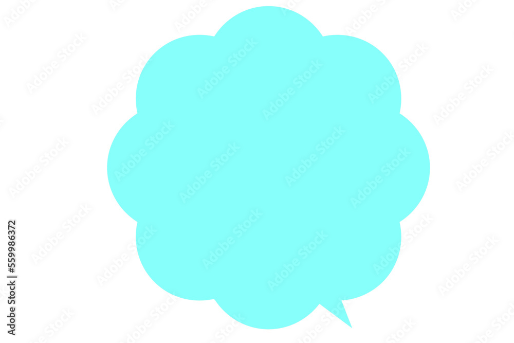 blue fluffy cloud speech bubble isolated