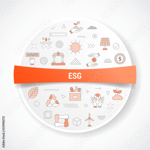 esg environmental social governance concept with icon concept with round or circle shape for badge