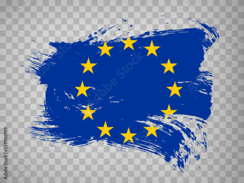 Flag European Union, brush stroke background. Flag of European Unionon transparent background your web site design, app, UI. EPS10.