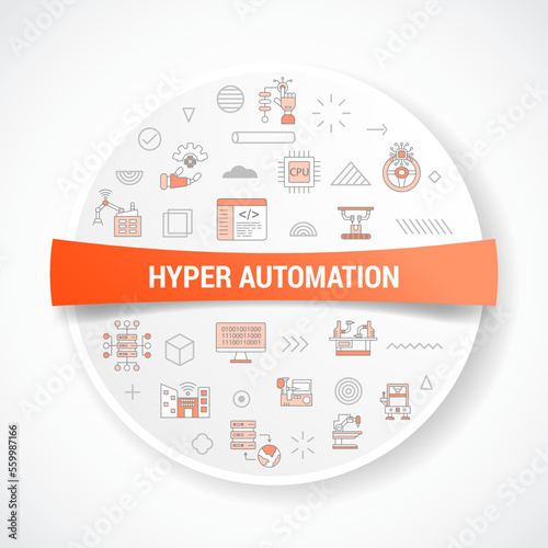 hyper automation concept with icon concept with round or circle shape for badge photo
