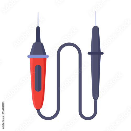 Cartoon multimeter or voltmeter isolated on white. Electrician tool. Vector illustration of equipment for electric power control and repair. Hardware service concept