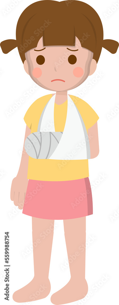 Cartoon Comic Vector of Little Girl Fracture Cartoon Comic Vector of Little Girl Fracture
