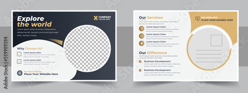 Corporate modern travel postcard template design, Travel Postcard Design Template, Travel Company eddm Postcard layout